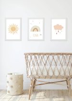 lot de 3 tableaux - nuage, soleil et arc en ciel