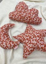 Lot de 3 coussins fleur terracotta ( nuage, lune et étoile)