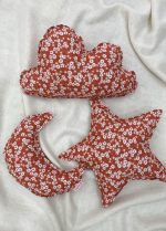 Lot de 3 coussins fleur terracotta ( nuage, lune et étoile)
