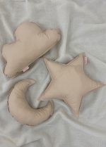 Lot de 3 coussins beige desert : nuage, étoile, lune