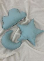 Lot de 3 coussins vert pastel : nuage, étoile, lune