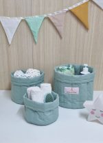 Lot de 3 paniers gigognes - vert pastel