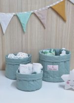 Lot de 3 paniers gigognes - vert pastel