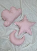 lot de coussin nuage lune etoile - rose poudré