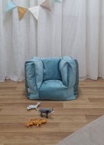 teddey le Fauteuil pouf pour bébé bleu marine vert eau