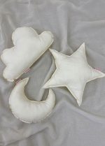 Lot de 3 coussins off-white : nuage, étoile, lune