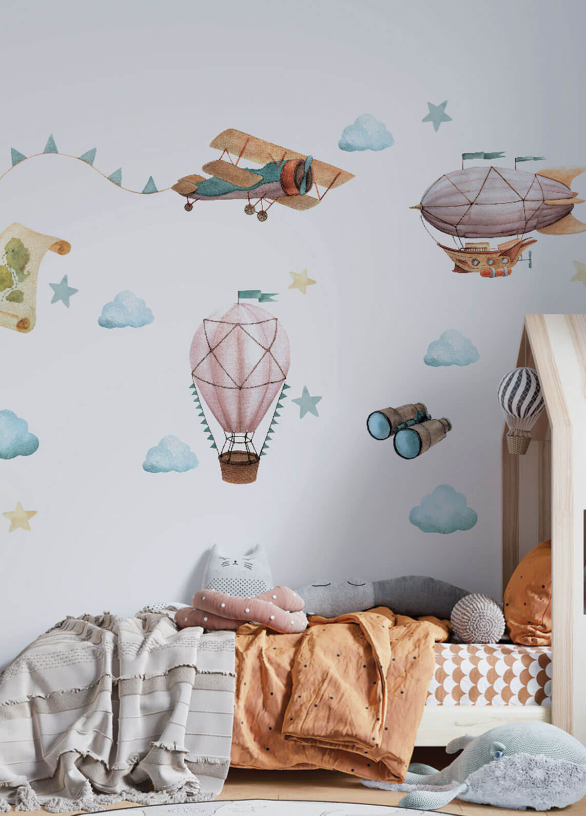 Sticker montgolfieres et avion