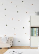 Stickers pois vert kaki beige