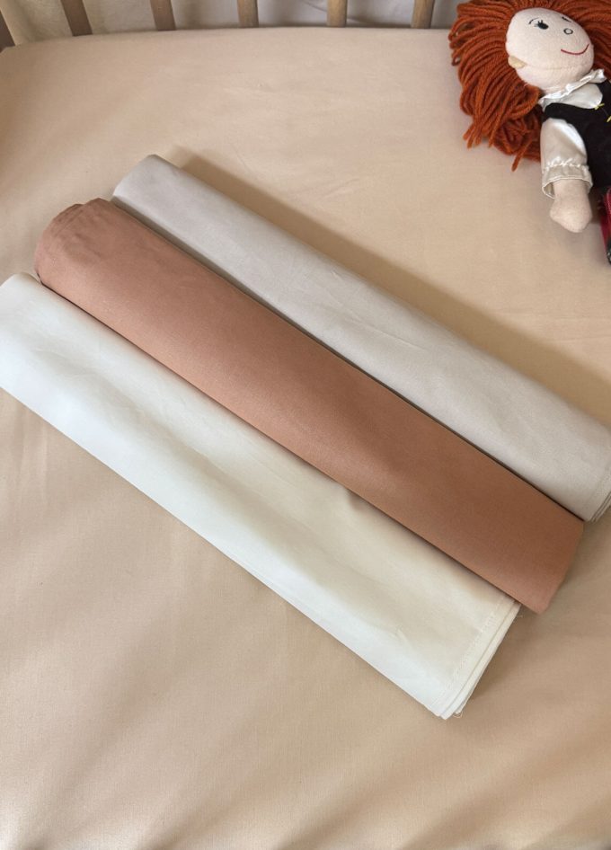 Lot de 3 langes en coton – Beige, Terracotta et Off White